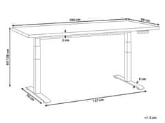 Beliani Elektrické Výškovo nastaviteľný stôl 180 x 80 Čierna DESTIN III