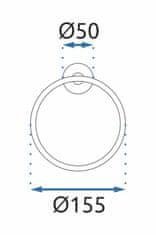 REA Mist 05, okrúhly prsteňový vešiak na uterák 332915, oceľová, REA-06903