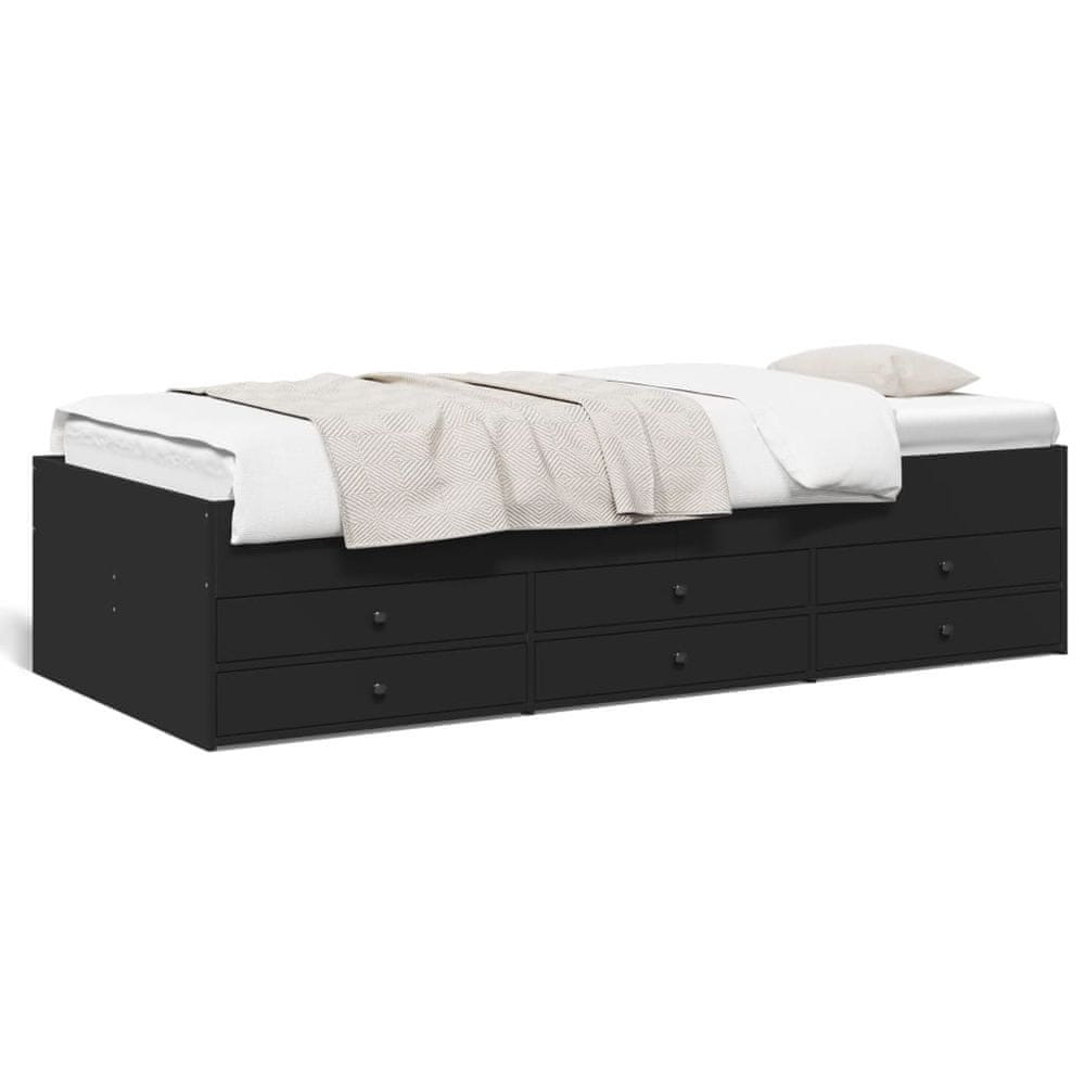 Petromila vidaXL Denná posteľ so zásuvkami čierna 75x190 cm kompozitné drevo