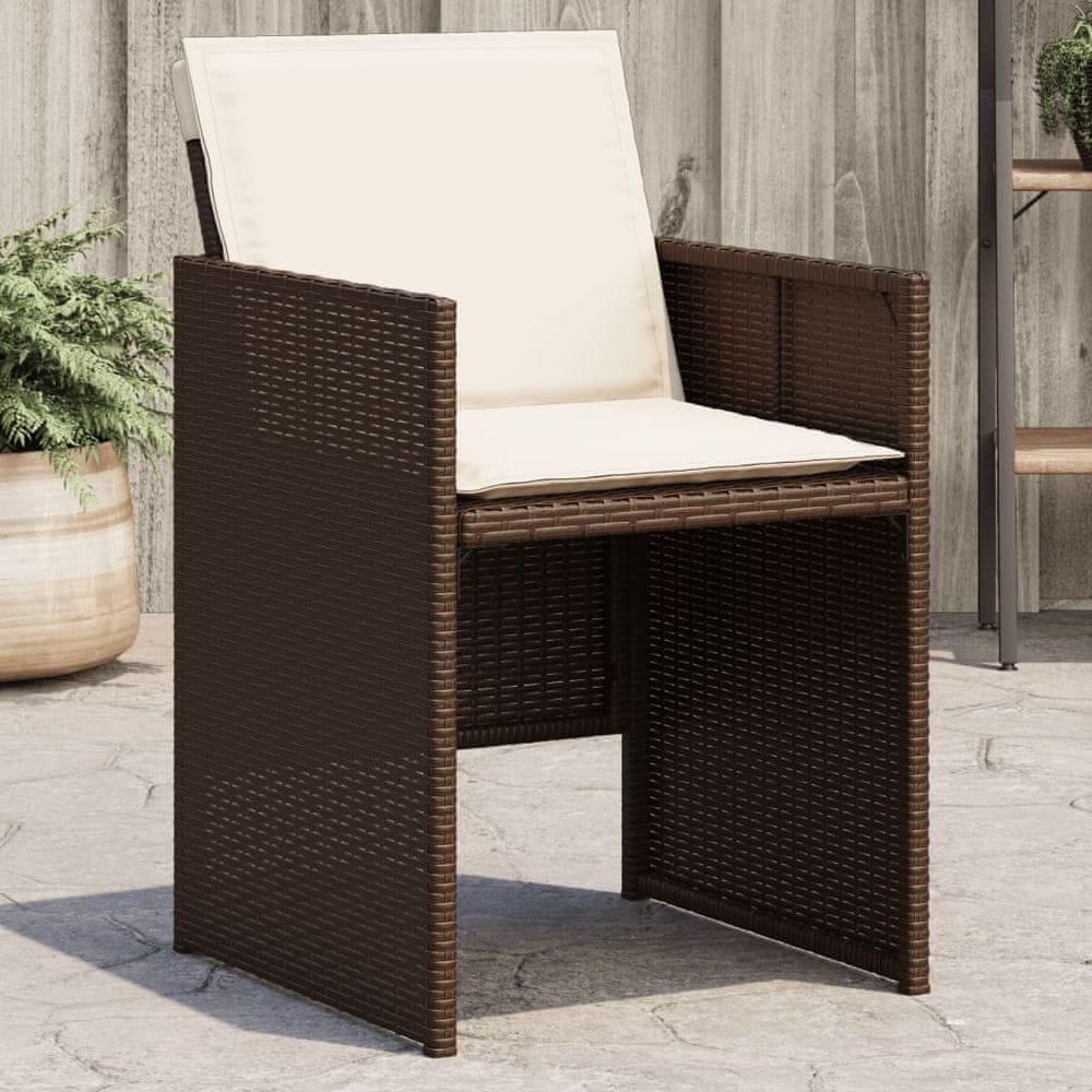 shumee Záhradné stoličky s podložkami 4 ks, hnedé, polyratan