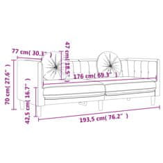 Petromila vidaXL Pohovka s vankúšmi 3-miestna tmavosivá zamat