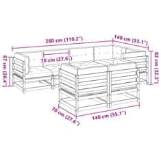 Petromila vidaXL 7-dielna záhr.súprava pohoviek s vankúšmi voskovohnedá borovica