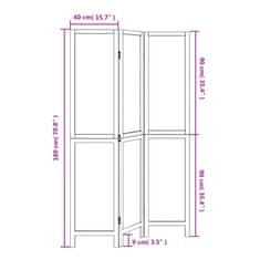 Vidaxl Paraván 3 panely tmavohnedý masívne drevo paulownie