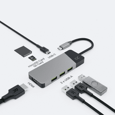 shumee GREEN CELL HUB USB-C ADAPTÉR GC CONNECT 7IN1 (3XUSB 3.1, HDMI 4K 60HZ, USB-C PD 85W, MICROSD/SD)