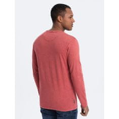 OMBRE Pánske tričko s dlhým rukávom a okrúhlym výstrihom tehlovo červená MDN125070 L