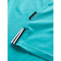 OMBRE Pánske tričko HENLEY s ozdobným rebrovaním tyrkysová MDN125086 S