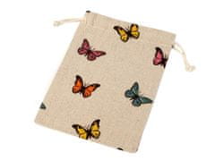 Darčekové vrecúško 13x18 cm ľanové s motýľmi - režná prírodná