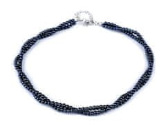 Perlový náhrdelník - (15) modrá tmavá perlová