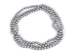 Perlový náhrdelník dlhý, retro - šedá svetlá
