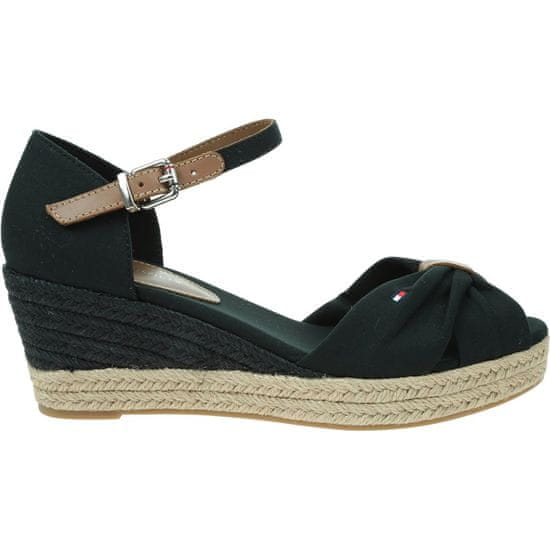 Tommy Hilfiger Espadrilky čierna Basic Open Toe Mid Wedge