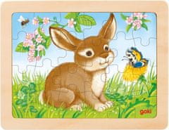 Goki Drevené puzzle Lesné zvieratká: Zajačik 24 dielikov