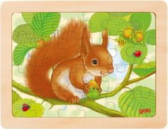 Goki Drevené puzzle Lesné zvieratká: Veverička 24 dielikov