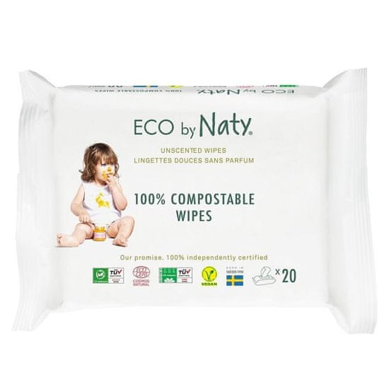 ECO by Naty Obrúsky vlhčené cestovné neparfumované Sensitive Eco 20 ks