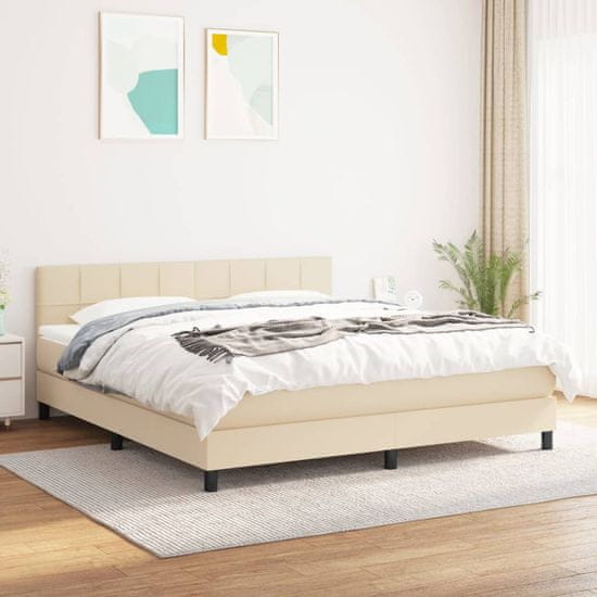 shumee Posteľný rám boxspring s matracom krémový 180x200 cm látka