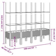 Petromila vidaXL Záhradný kvetináč s mriežkou, sivý 160x40x142,5 cm, PP