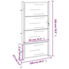 Vidaxl Záhradná brána 100x180 cm, nehrdzavejúca oceľ