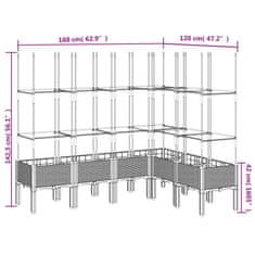 Vidaxl Záhradný kvetináč s mriežkou bledosivý 120x40x142,5 cm PP