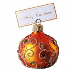 Decor By Glassor Vianočná menovka oranžová kamienky