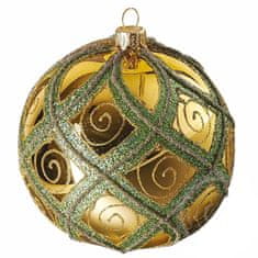 Decor By Glassor Vianočná guľa zeleno-zlatá (Veľkosť: 6)