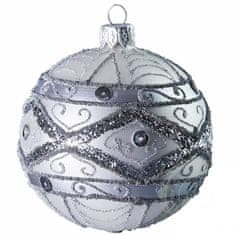 Decor By Glassor Vianočná guľa strieborná zdobená (Veľkosť: 8)