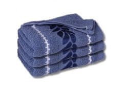 sarcia.eu Modrý kúpeľný uterák z bavlny s ozdobným vyšívaním, uterák so vzorom listov 70x135 cm x3