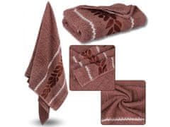 sarcia.eu Korálový kúpeľný uterák z bavlny s ozdobným vyšívaním, listy 48x100 cm x1
