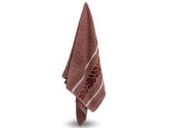 sarcia.eu Korálový kúpeľný uterák z bavlny s ozdobným vyšívaním, uterák so vzorom listov 70x135 cm x3