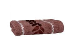 sarcia.eu Korálový kúpeľný uterák z bavlny s ozdobným vyšívaním, uterák so vzorom listov 70x135 cm x3