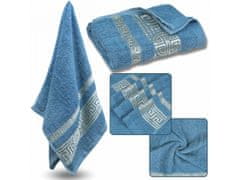 sarcia.eu Modrý bavlnený kúpeľný uterák s ozdobným vyšívaním, egyptský vzor 70x135 cm x1