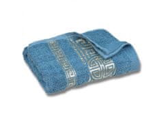 sarcia.eu Modrý bavlnený kúpeľný uterák s ozdobným vyšívaním, egyptský vzor 70x135 cm x1