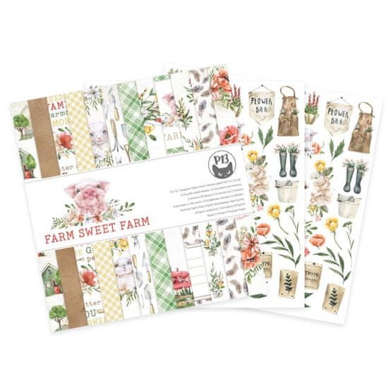 Creative Hobby Blok scrapbook papierov Farm sweet farm 30,5x30,5cm, 12 ks + 2 bonusové