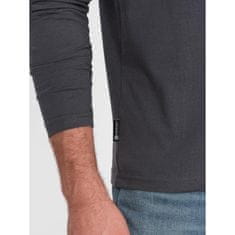 OMBRE Pánske tričko s dlhým rukávom bez potlače s výstrihom do V grafitová MDN125095 XL