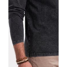 OMBRE Pánske tričko s dlhým rukávom a raglánovými rukávmi čierne MDN125087 XXL