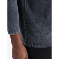 OMBRE Pánske tričko HENLEY s raglánovými rukávmi tmavomodré MDN125088 S