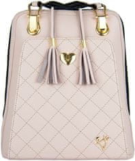 VegaLM Kožený ruksak z pravej hovädzej kože s možnosťou nosenia ako kabelky v ružovej farbe