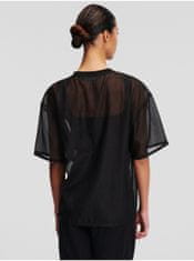 Karl Lagerfeld Čierne dámske oversize tričko KARL LAGERFELD Organza T-shirt XS