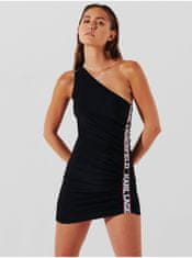Karl Lagerfeld Čierne dámske minišaty KARL LAGERFELD Elongated Logo Dress S