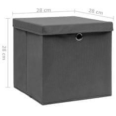 Petromila vidaXL Úložné boxy s vekom 10 ks, 28x28x28 cm, sivé