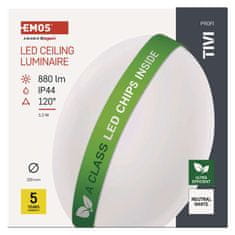 EMOS LED stropné svietidlo TIVI, A CLASS, okrúhle biele 5,2W, IP44, Neutrálna biela