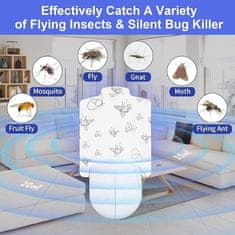 HOME & MARKER® Elektrický lapač lietajúceho hmyzu s lepivou návnadou a ultrafialovou LED lampou (1x lapač, 3 lepiace pláty)| TRAPKO