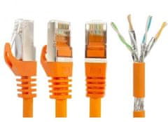 sapro SFTP Patch Kábel Neku 2x RJ45 CAT7 PiMF, PE, PoE, 15m, oranžový 