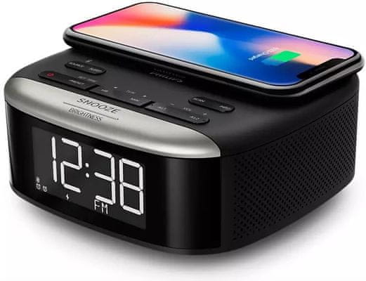 moderný bluetooth rádiobudík philips tar7606 skvelý zvuk reproduktory usb nabíjanie qi nabíjanie časovač vypnutia sleep snooze funkcia