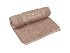 sarcia.eu Hnedý bavlnený uterák so zlatou výšivkou, uterák na ruky 48x100 cm x1