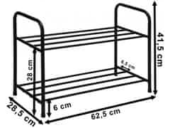 Wellhox Kovový stojan na topánky NORI čierny 2 úrovne