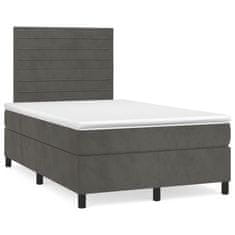 shumee Boxspring posteľ s matracom, tmavosivá 120x190 cm, zamat