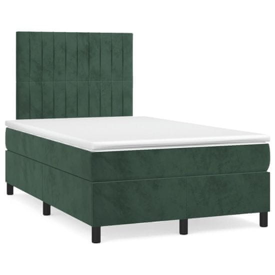 shumee Boxspring posteľ s matracom, tmavozelená 120x190cm, zamat