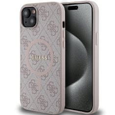 Guess Originálne puzdro hardcase 4G Collection Leather Metal Logo MagSafe GUHMP15SG4GFRP pre iPhone 13-14-15 pink