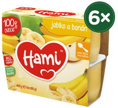 Hami 100% Ovocie jablko, banán - 6 x (4x100g)