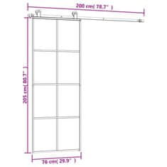 Vidaxl Posuvné dvere s kovaním 76x205 cm ESG sklo a hliník