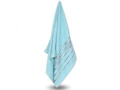 sarcia.eu Modrý bavlnený uterák s ozdobnou vyšívanou, sivá vyšívaná 48x100 cm x1